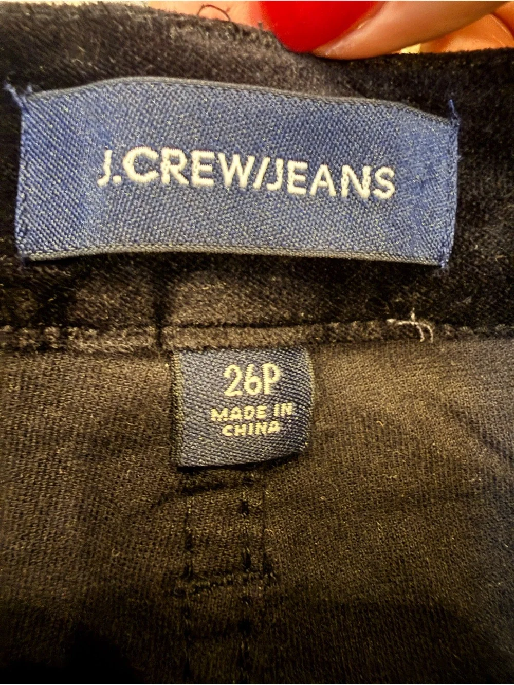 .Crew Jeans 26P Black Corduroy High Rise Toothpick Skinny Pants Petite Stretch